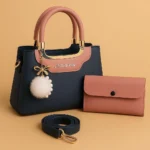 Women's Rexine Handbag Set with Top Handle and Wallet